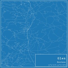 Blueprint US city map of Glen, Montana.