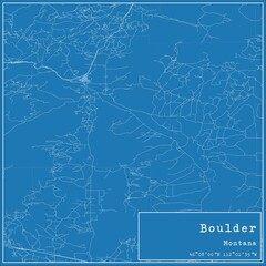 Blueprint US city map of Boulder, Montana.