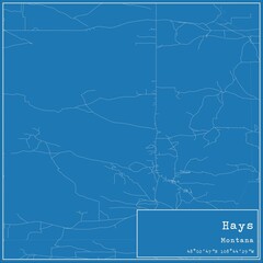 Blueprint US city map of Hays, Montana.