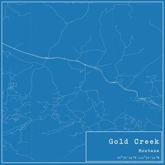 Blueprint US city map of Gold Creek, Montana.