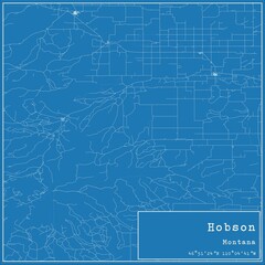 Obraz premium Blueprint US city map of Hobson, Montana.