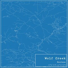 Blueprint US city map of Wolf Creek, Montana.