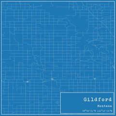 Blueprint US city map of Gildford, Montana.