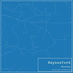 Blueprint US city map of Raynesford, Montana.
