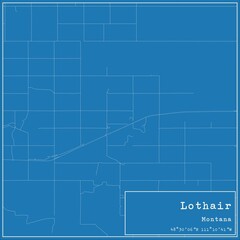 Blueprint US city map of Lothair, Montana.