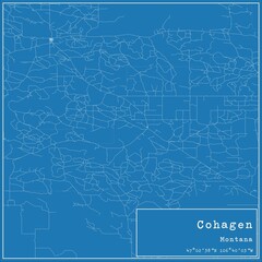 Blueprint US city map of Cohagen, Montana.