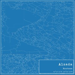 Blueprint US city map of Alzada, Montana.