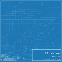 Blueprint US city map of Floweree, Montana.