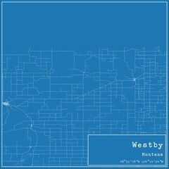 Blueprint US city map of Westby, Montana.