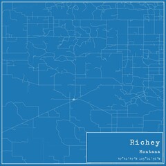 Obraz premium Blueprint US city map of Richey, Montana.