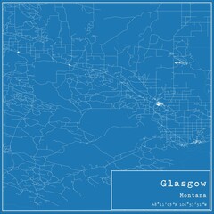 Obraz premium Blueprint US city map of Glasgow, Montana.
