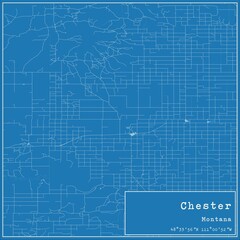 Blueprint US city map of Chester, Montana.