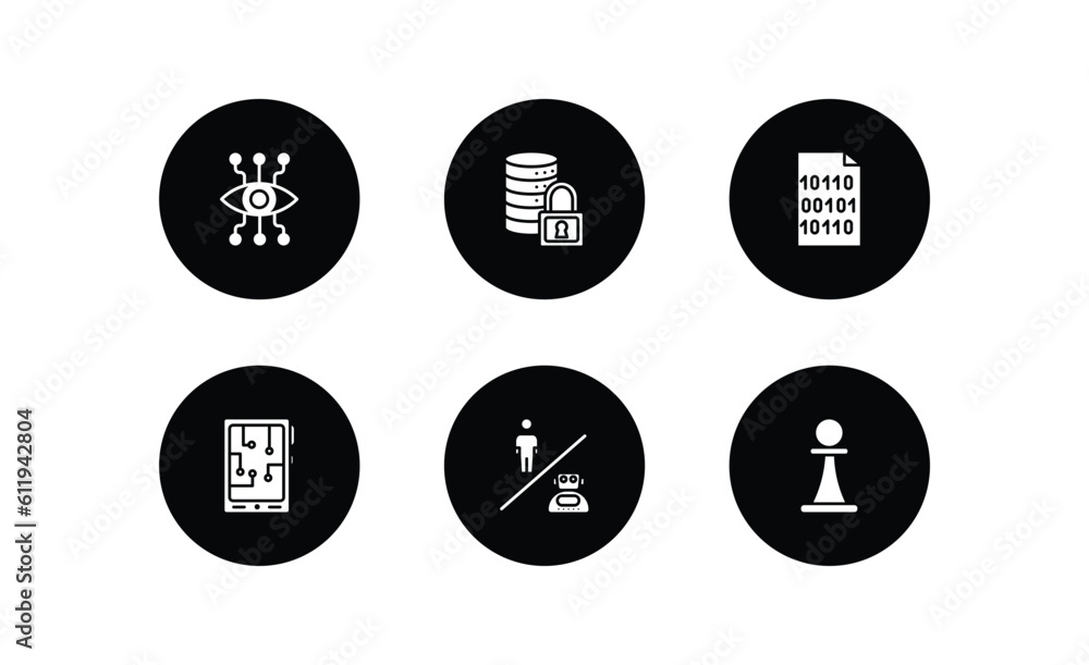 Poster artificial intellegence filled icons set. artificial intellegence filled icons pack included bionic 