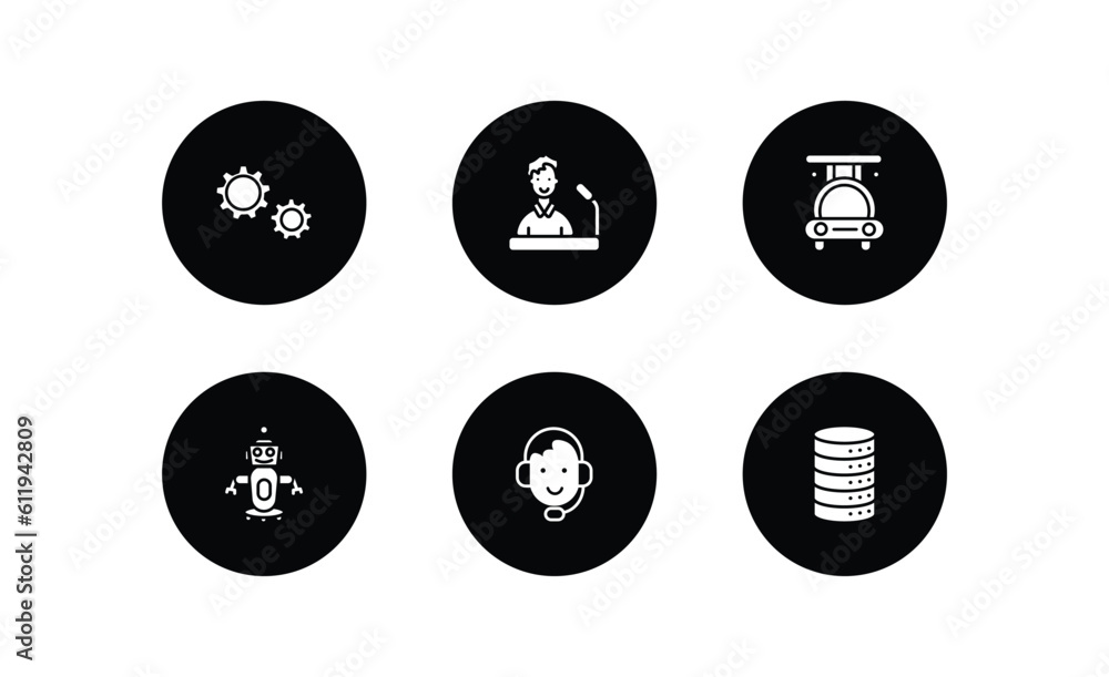 Poster artificial intellegence filled icons set. artificial intellegence filled icons pack included hine, s