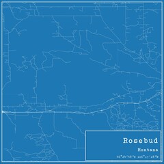 Blueprint US city map of Rosebud, Montana.