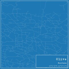 Blueprint US city map of Olive, Montana.