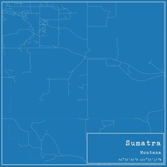 Fototapeta premium Blueprint US city map of Sumatra, Montana.