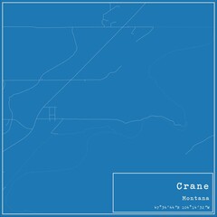Blueprint US city map of Crane, Montana.