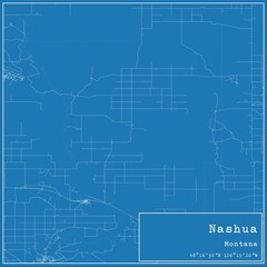 Fototapeta premium Blueprint US city map of Nashua, Montana.