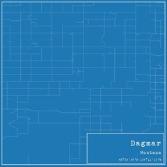 Fototapeta premium Blueprint US city map of Dagmar, Montana.