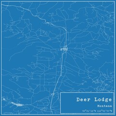 Blueprint US city map of Deer Lodge, Montana. - obrazy, fototapety, plakaty