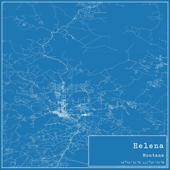 Blueprint US city map of Helena, Montana.