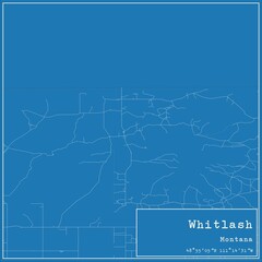 Blueprint US city map of Whitlash, Montana.