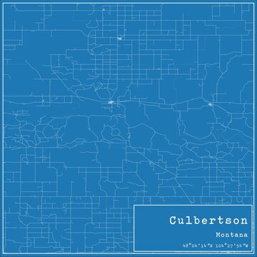 Blueprint US city map of Culbertson, Montana.
