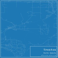 Blueprint US city map of Trenton, North Dakota.