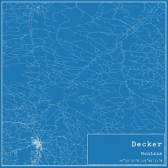 Blueprint US city map of Decker, Montana.
