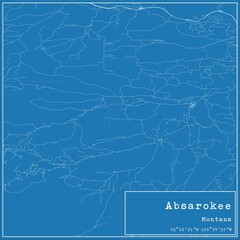 Blueprint US city map of Absarokee, Montana.