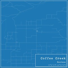 Blueprint US city map of Coffee Creek, Montana.