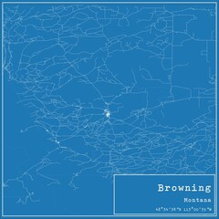 Blueprint US city map of Browning, Montana.