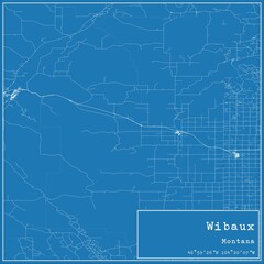 Blueprint US city map of Wibaux, Montana.