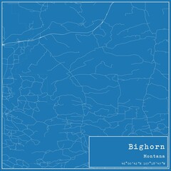 Blueprint US city map of Bighorn, Montana.