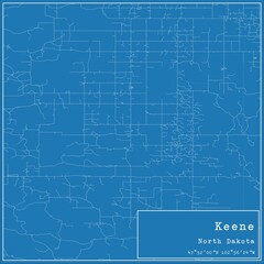 Blueprint US city map of Keene, North Dakota.