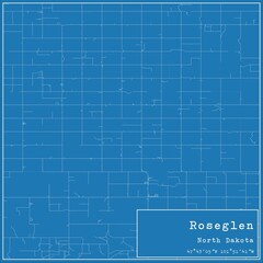 Blueprint US city map of Roseglen, North Dakota.