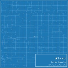 Blueprint US city map of Alamo, North Dakota.