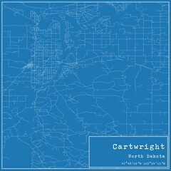 Obraz premium Blueprint US city map of Cartwright, North Dakota.