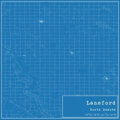 Blueprint US city map of Lansford, North Dakota.