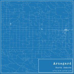 Blueprint US city map of Arnegard, North Dakota.