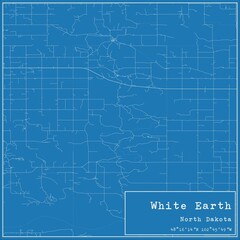 Blueprint US city map of White Earth, North Dakota.