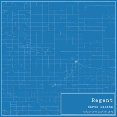 Blueprint US city map of Regent, North Dakota.