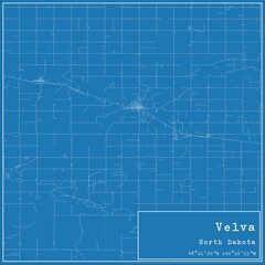 Blueprint US city map of Velva, North Dakota.