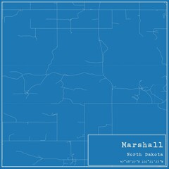 Blueprint US city map of Marshall, North Dakota.