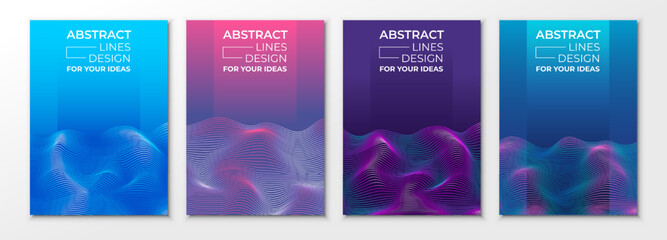 Set of A4 cover templates with colorful outline waves.