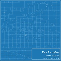 Blueprint US city map of Karlsruhe, North Dakota.