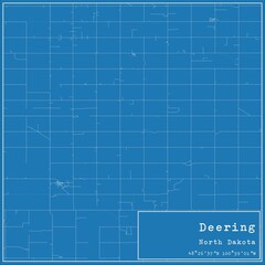 Blueprint US city map of Deering, North Dakota.