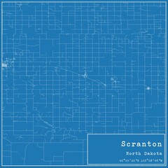 Blueprint US city map of Scranton, North Dakota.