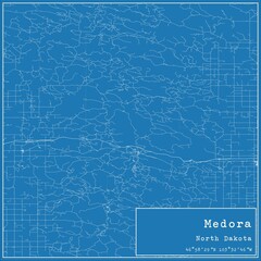 Blueprint US city map of Medora, North Dakota.